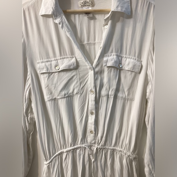 L*Space Amelia White Button-Down Swimsuit Cover-Up Dress Shirt Size S - Picture 9 of 15